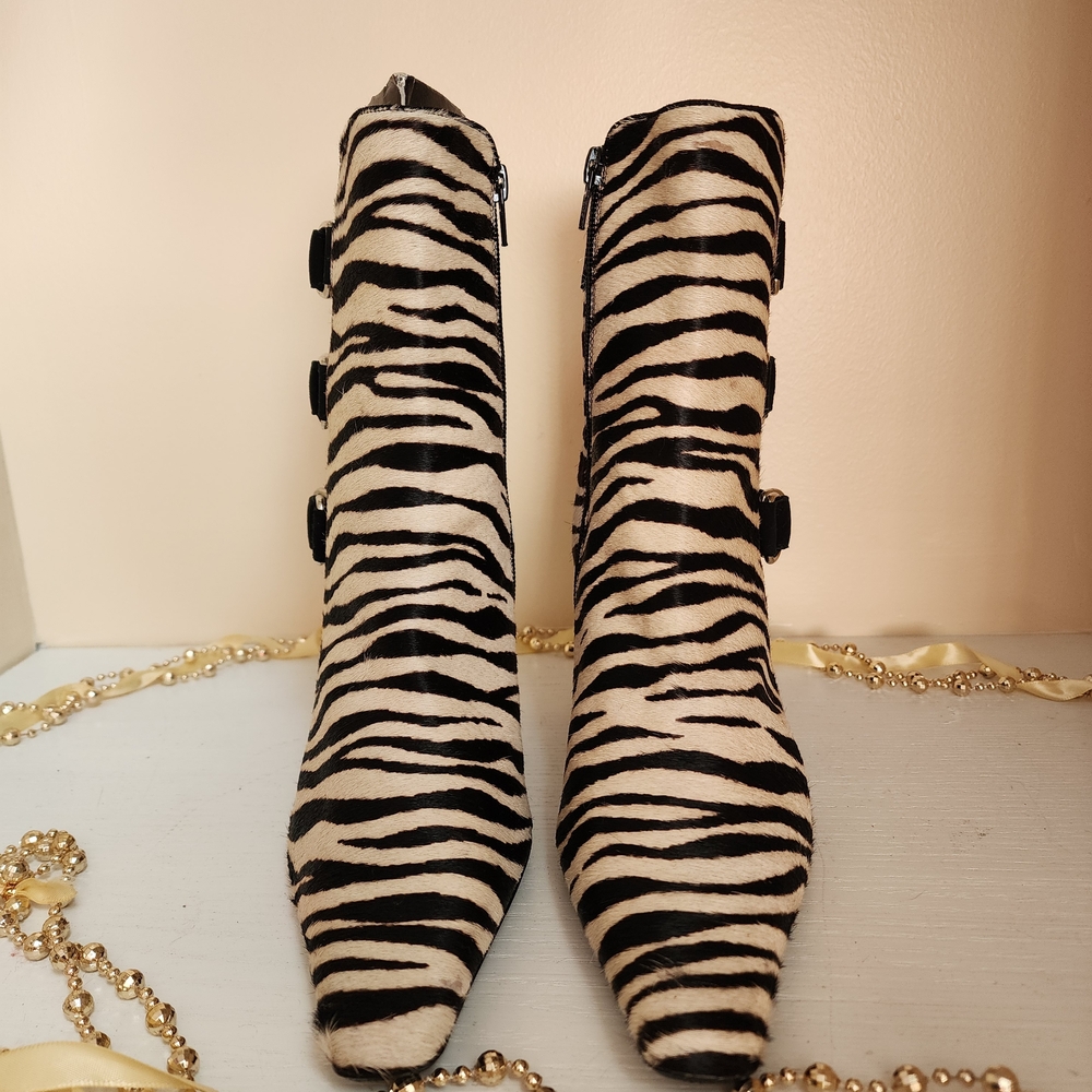 Lord & Taylor Zebra Print Ankle Boots